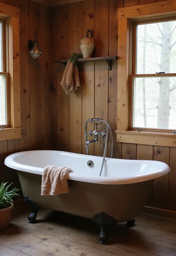 27 Small Cabin Bathroom Ideas With Rustic Charm 8 27 Small Cabin Bathroom Ideas With Rustic Charm - 7. Rustic Bathtub Options