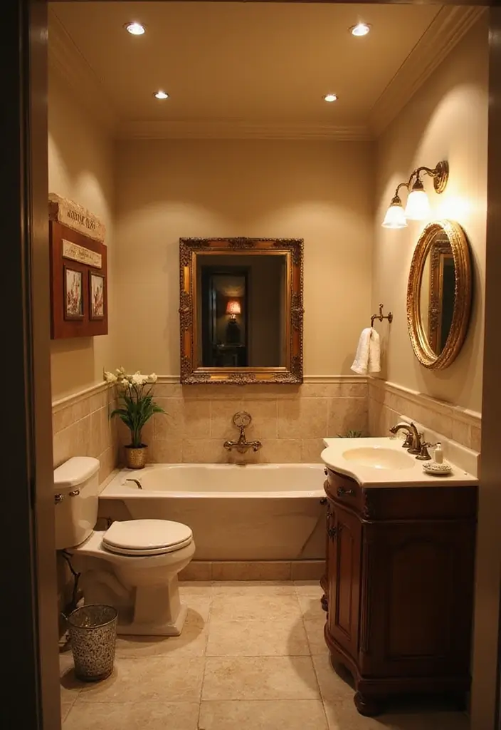 27 Small Victorian Bathroom Designs That Feel Classic 16 27 Small Victorian Bathroom Designs That Feel Classic - 15. Recessed Lighting