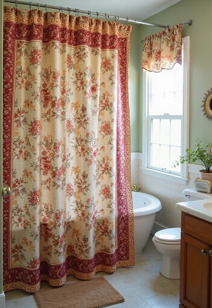 27 Small Victorian Bathroom Designs That Feel Classic 18 27 Small Victorian Bathroom Designs That Feel Classic - 17. Colorful Shower Curtains