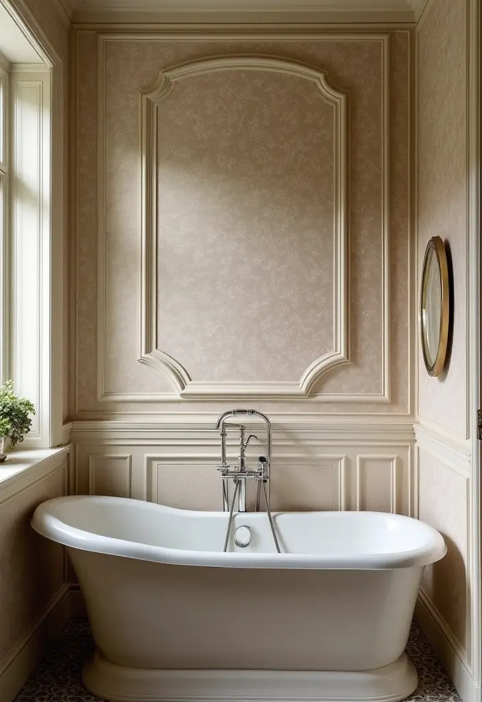27 Small Victorian Bathroom Designs That Feel Classic 27 27 Small Victorian Bathroom Designs That Feel Classic - 26. Textured Wallpaper