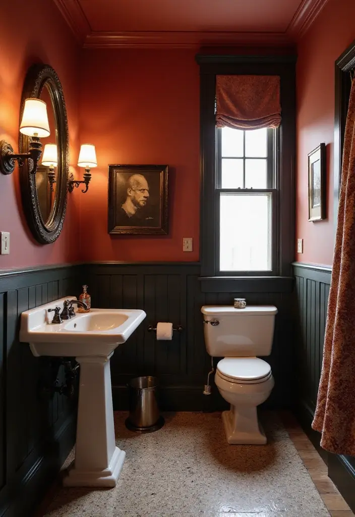 27 Small Victorian Bathroom Designs That Feel Classic 6 27 Small Victorian Bathroom Designs That Feel Classic - 5. Bold Color Schemes