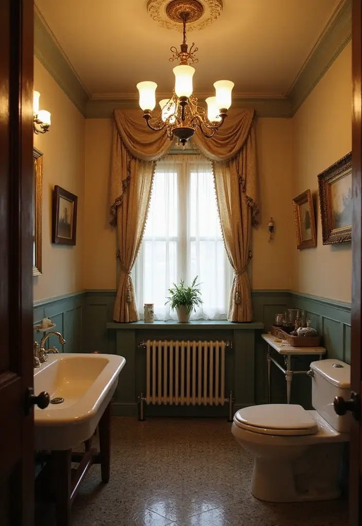 27 Small Victorian Bathroom Designs That Feel Classic 8 27 Small Victorian Bathroom Designs That Feel Classic - 7. Artful Lighting Fixtures