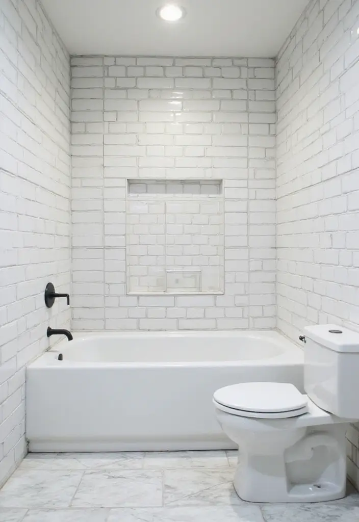 27 Subway Tile Bathroom Wall Designs That Never Go Out of Style 17 27 Subway Tile Bathroom Wall Designs That Never Go Out of Style - 16. Subway Tiles in Geometric Patterns