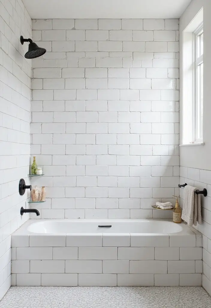 27 Subway Tile Bathroom Wall Designs That Never Go Out of Style 23 27 Subway Tile Bathroom Wall Designs That Never Go Out of Style - 22. Subway Tiles with Unique Layouts
