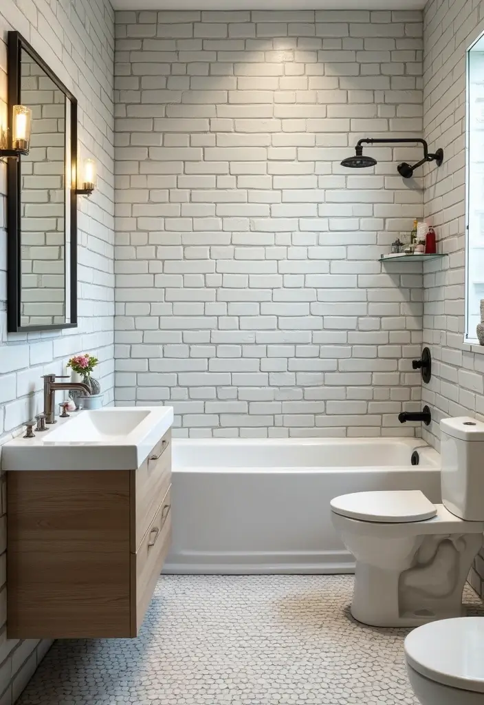 27 Subway Tile Bathroom Wall Designs That Never Go Out of Style 25 27 Subway Tile Bathroom Wall Designs That Never Go Out of Style - 24. Subway Tiles with Artistic Touches