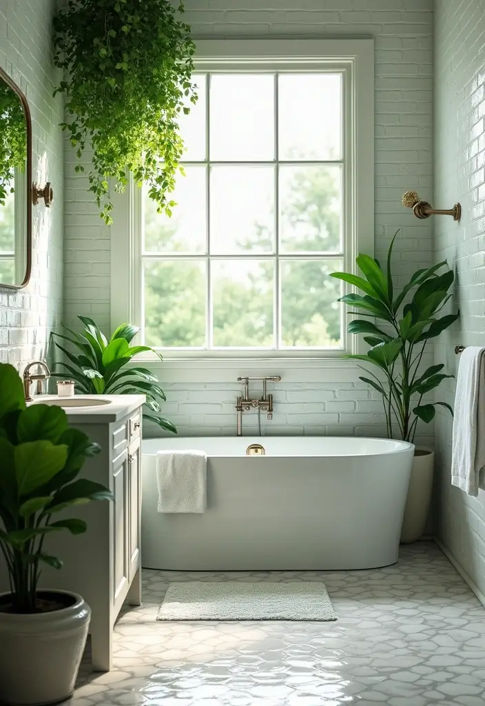 27 Subway Tile Bathroom Wall Designs That Never Go Out of Style 27 27 Subway Tile Bathroom Wall Designs That Never Go Out of Style - 26. Subway Tiles with Greenery