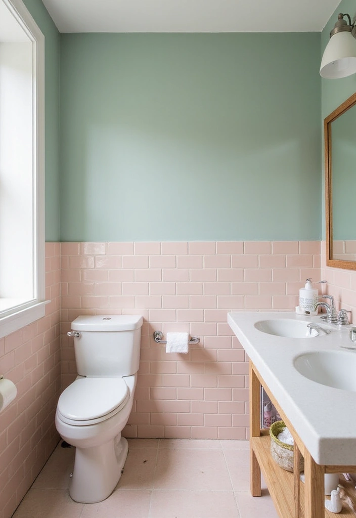 27 Subway Tile Bathroom Wall Designs That Never Go Out of Style 6 27 Subway Tile Bathroom Wall Designs That Never Go Out of Style - 5. Muted Pastel Subway Tiles