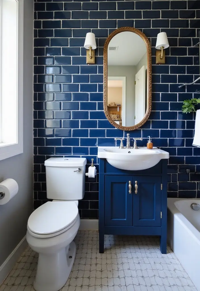 27 Subway Tile Bathroom Wall Designs That Never Go Out of Style 7 27 Subway Tile Bathroom Wall Designs That Never Go Out of Style - 6. Bold Colored Subway Tiles