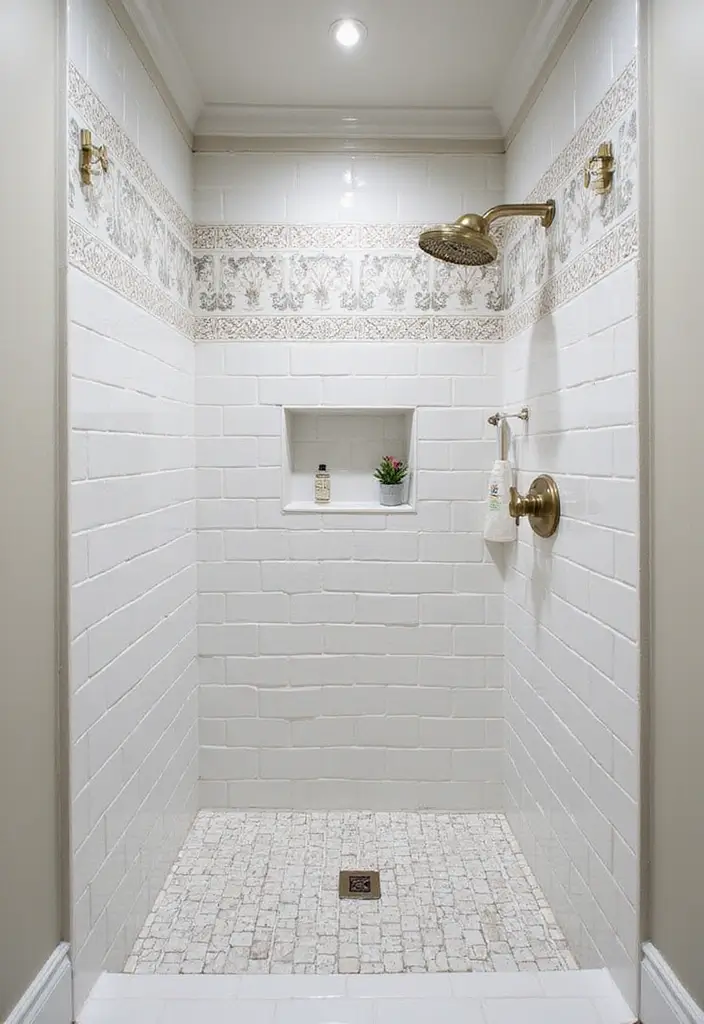 27 Subway Tile Bathroom Wall Designs That Never Go Out of Style 8 27 Subway Tile Bathroom Wall Designs That Never Go Out of Style - 7. Subway Tiles with Decorative Borders