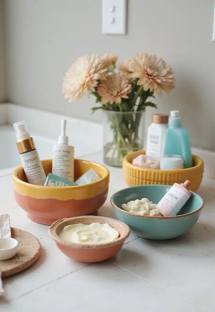 28 Bathroom Caddy Ideas That Organize With Style 12 28 Bathroom Caddy Ideas That Organize With Style - 11. Ceramic Bowls: Stylish and Functional