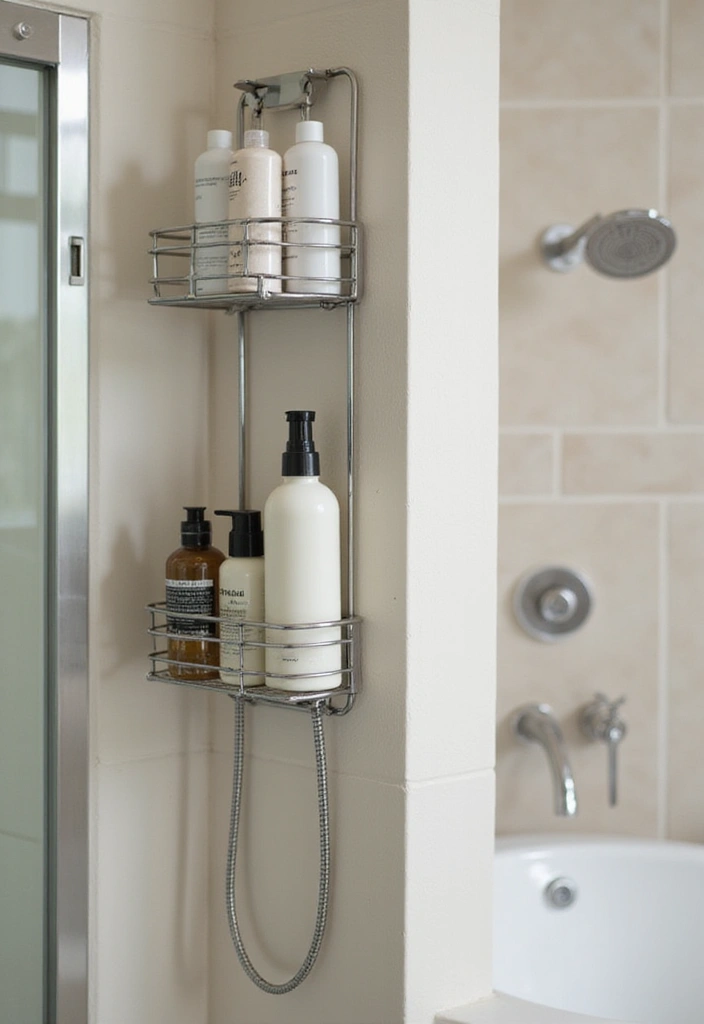 28 Bathroom Caddy Ideas That Organize With Style 21 28 Bathroom Caddy Ideas That Organize With Style - 20. Chic Shower Caddies: Functional and Stylish