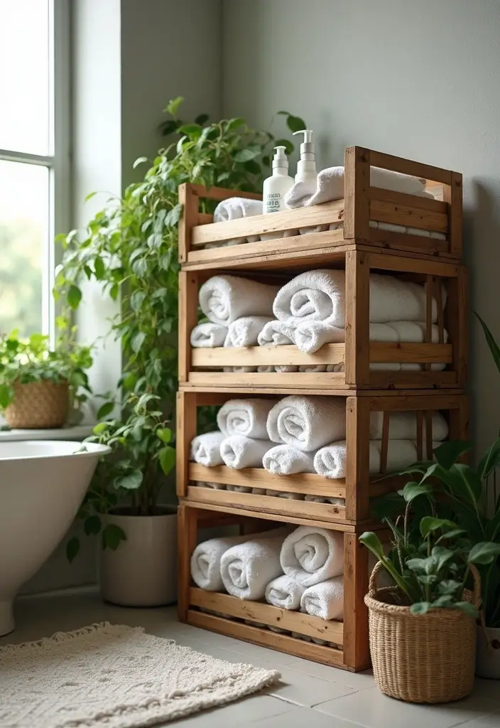 28 Bathroom Caddy Ideas That Organize With Style 5 28 Bathroom Caddy Ideas That Organize With Style - 4. Wooden Crates: Rustic Charm Meets Functionality