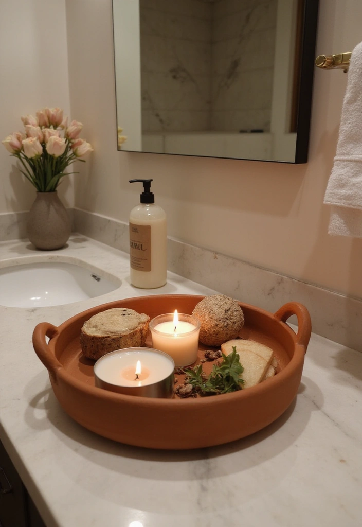 28 Bathroom Caddy Ideas That Organize With Style 7 28 Bathroom Caddy Ideas That Organize With Style - 6. Terracotta Trays: Earthy and Inviting