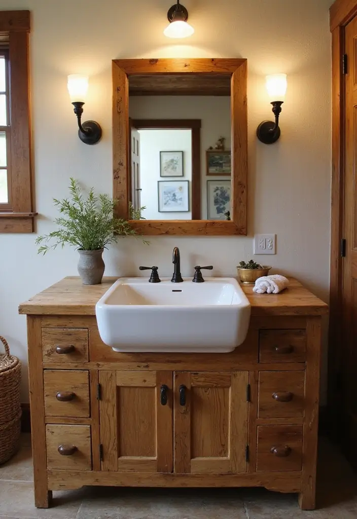 28 Bathroom Country Style Ideas Full of Rustic Charm 2 28 Bathroom Country Style Ideas Full of Rustic Charm - 1. Reclaimed Wood Vanity