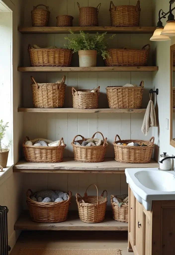 28 Bathroom Country Style Ideas Full of Rustic Charm 13 28 Bathroom Country Style Ideas Full of Rustic Charm - 12. Country Style Baskets