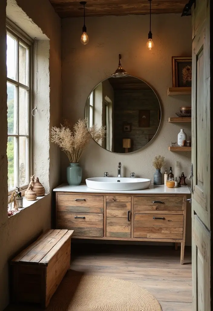 28 Bathroom Country Style Ideas Full of Rustic Charm 14 28 Bathroom Country Style Ideas Full of Rustic Charm - 13. Distressed Wood Accents