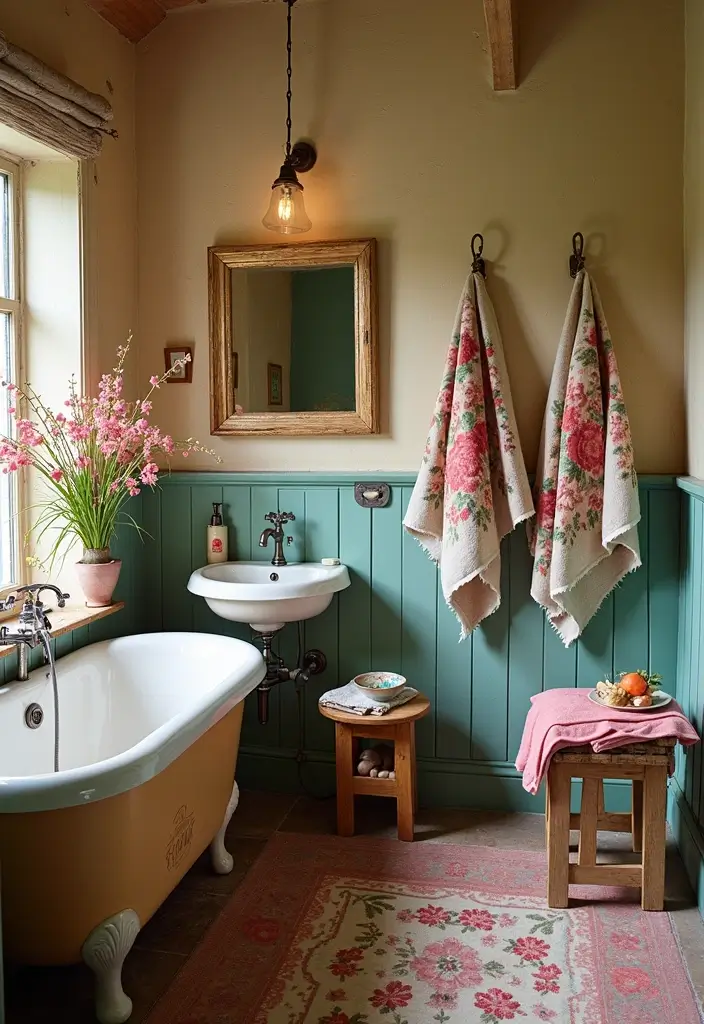 28 Bathroom Country Style Ideas Full of Rustic Charm 15 28 Bathroom Country Style Ideas Full of Rustic Charm - 14. Floral Accents