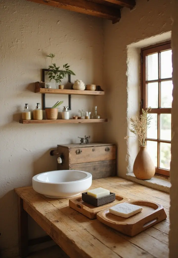 28 Bathroom Country Style Ideas Full of Rustic Charm 16 28 Bathroom Country Style Ideas Full of Rustic Charm - 15. Wooden Accessories