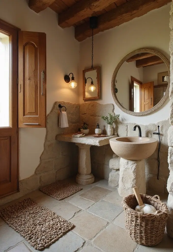 28 Bathroom Country Style Ideas Full of Rustic Charm 18 28 Bathroom Country Style Ideas Full of Rustic Charm - 17. Natural Stone Accents