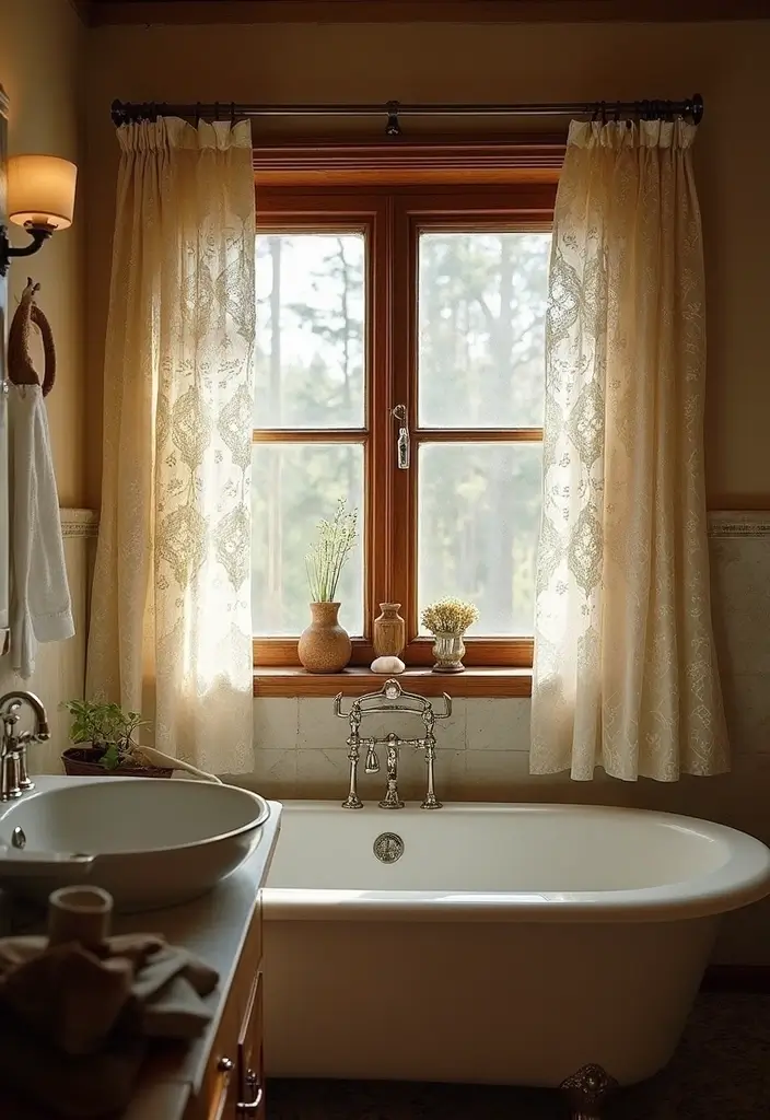28 Bathroom Country Style Ideas Full of Rustic Charm 21 28 Bathroom Country Style Ideas Full of Rustic Charm - 20. Decorative Window Treatments