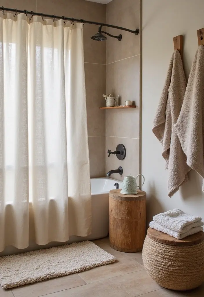 28 Bathroom Country Style Ideas Full of Rustic Charm 5 28 Bathroom Country Style Ideas Full of Rustic Charm - 4. Cozy Textiles