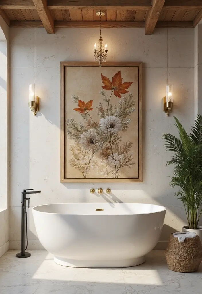 28 Bathroom Decor Luxury Ideas for a Glam Makeover 16 28 Bathroom Decor Luxury Ideas for a Glam Makeover - 15. Elegant Wall Art