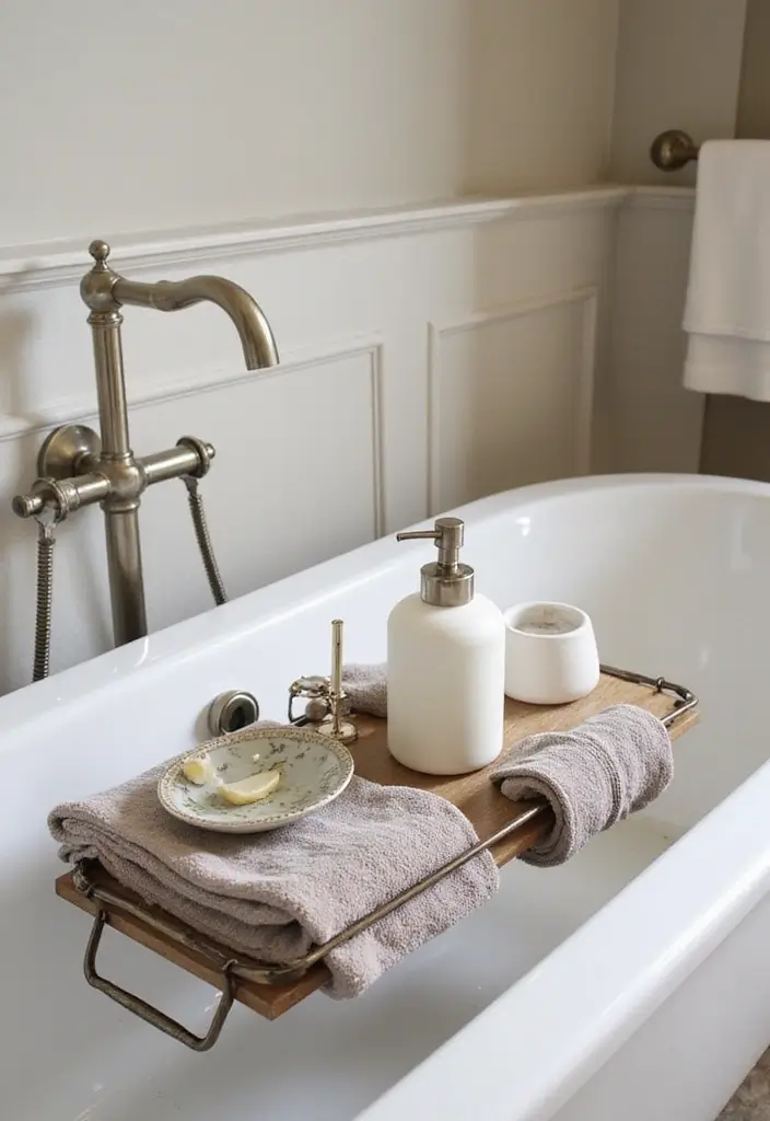 28 Bathroom Decor Luxury Ideas for a Glam Makeover 27 28 Bathroom Decor Luxury Ideas for a Glam Makeover - 26. Elegant Bathtub Accessories