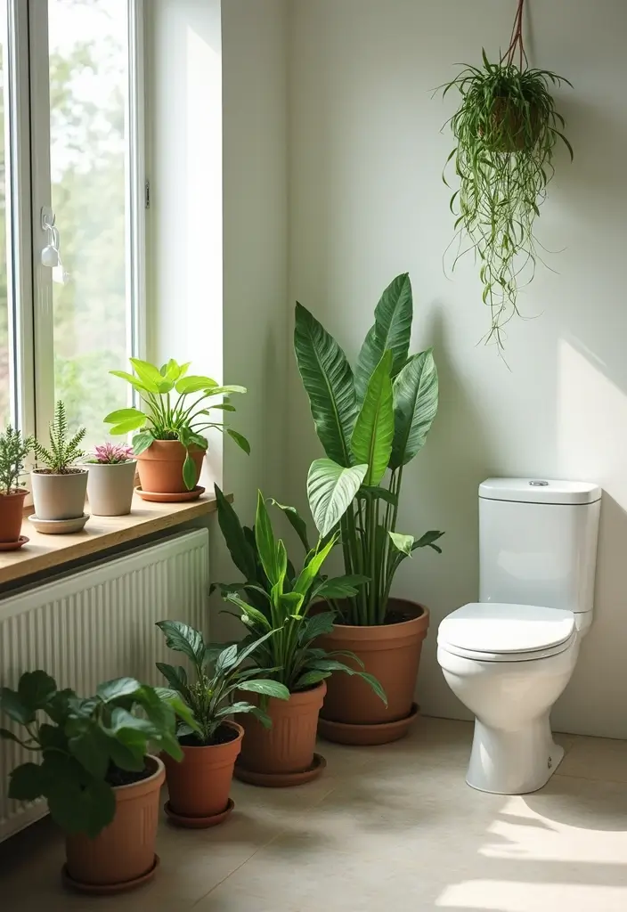 28 Bathroom Ideas Green and Serene for a Natural Vibe 2 28 Bathroom Ideas Green and Serene for a Natural Vibe - 1. Lush Greenery with Potted Plants
