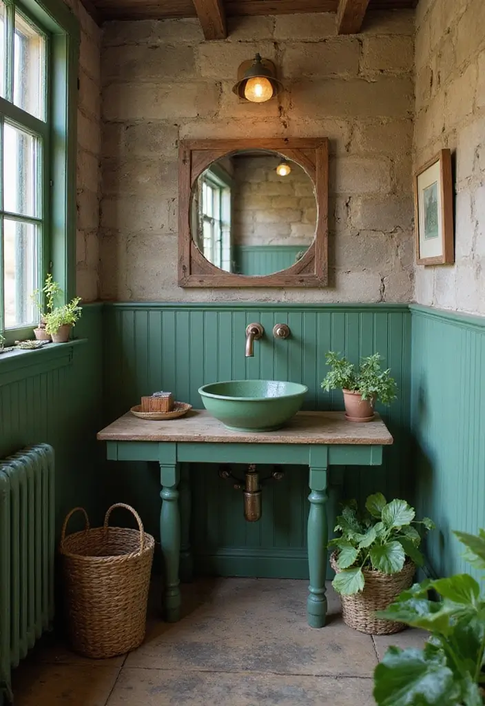 28 Bathroom Ideas Green and Serene for a Natural Vibe 14 28 Bathroom Ideas Green and Serene for a Natural Vibe - 13. Vintage Charm with Green Fixtures