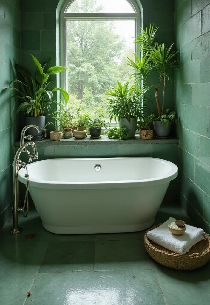 28 Bathroom Ideas Green and Serene for a Natural Vibe 19 28 Bathroom Ideas Green and Serene for a Natural Vibe - 18. Green Accented Bathtubs