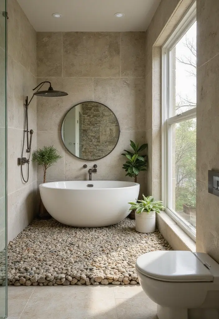 28 Bathroom Ideas Green and Serene for a Natural Vibe 4 28 Bathroom Ideas Green and Serene for a Natural Vibe - 3. Natural Stone Accents