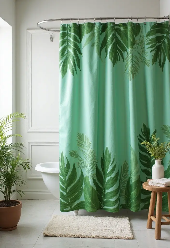 28 Bathroom Ideas Green and Serene for a Natural Vibe 6 28 Bathroom Ideas Green and Serene for a Natural Vibe - 5. Eco-Friendly Shower Curtains
