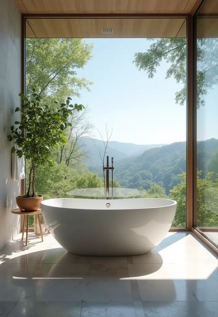 28 Bathroom With Bathtub Ideas That Feel Relaxing 14 28 Bathroom With Bathtub Ideas That Feel Relaxing - 13. Floor-to-Ceiling Windows
