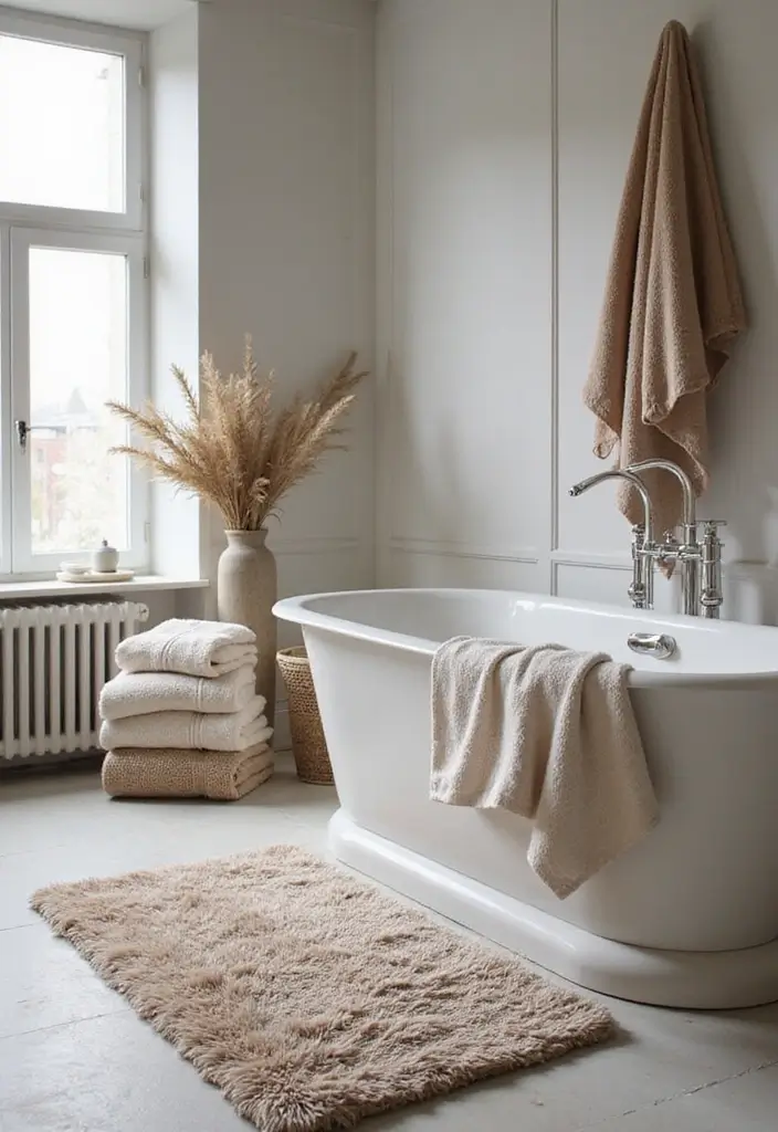 28 Bathroom With Bathtub Ideas That Feel Relaxing 15 28 Bathroom With Bathtub Ideas That Feel Relaxing - 14. Soft Textiles