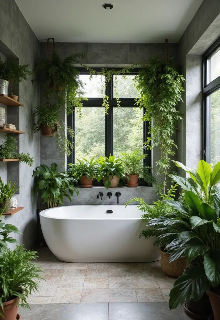 28 Bathroom With Bathtub Ideas That Feel Relaxing 20 28 Bathroom With Bathtub Ideas That Feel Relaxing - 19. Urban Jungle