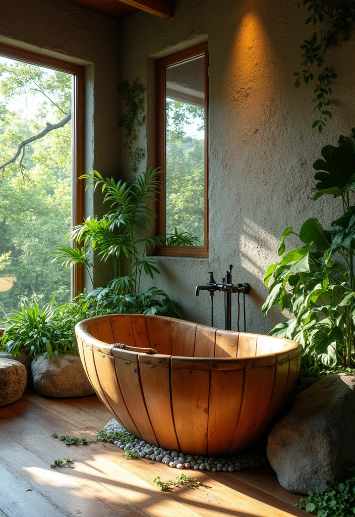 28 Bathroom With Bathtub Ideas That Feel Relaxing 6 28 Bathroom With Bathtub Ideas That Feel Relaxing - 5. Nature-Inspired Retreat