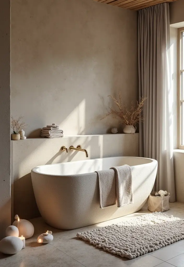 28 Bathroom With Bathtub Ideas That Feel Relaxing 8 28 Bathroom With Bathtub Ideas That Feel Relaxing - 7. Textured Retreat