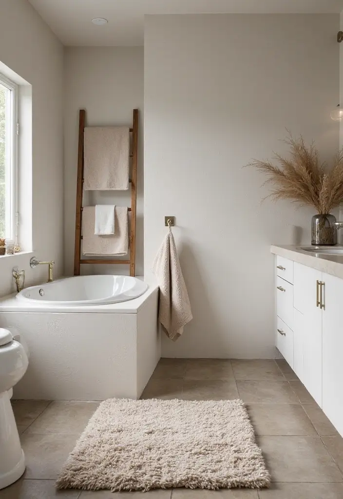 28 Cabana Bathroom Ideas for a Resort-Like Feel - 18. Layered Textures