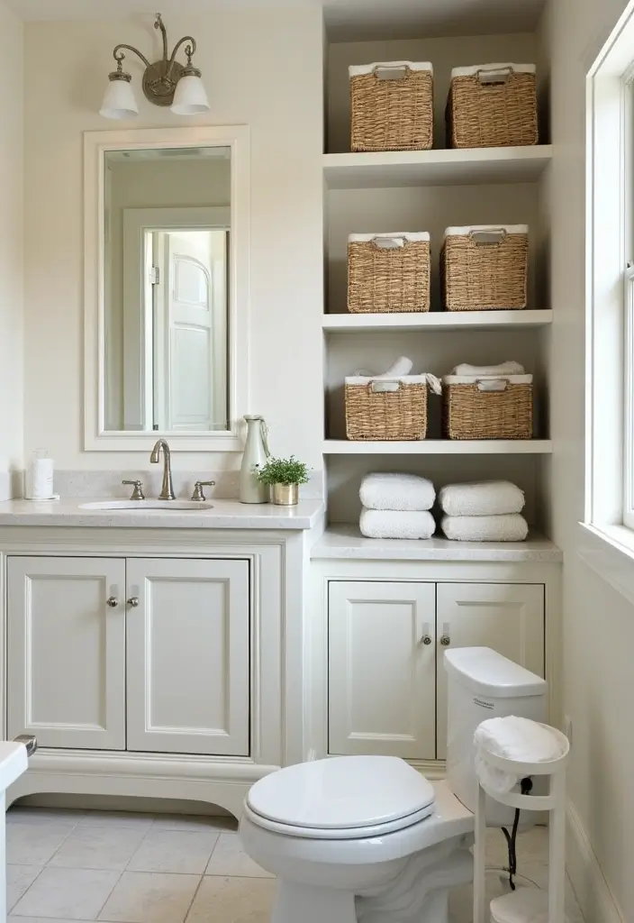 28 Cabana Bathroom Ideas for a Resort-Like Feel - 19. Customized Storage Solutions