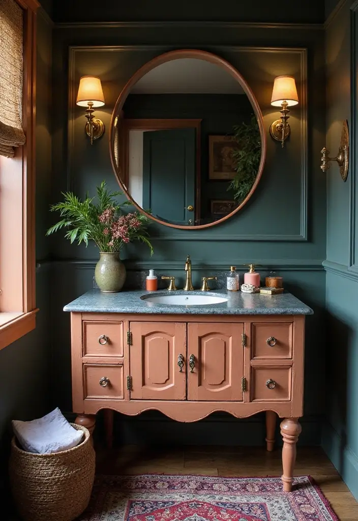 28 Dark Boho Bathroom Designs With Moody Vibes 14 28 Dark Boho Bathroom Designs With Moody Vibes - 13. Statement Vanities