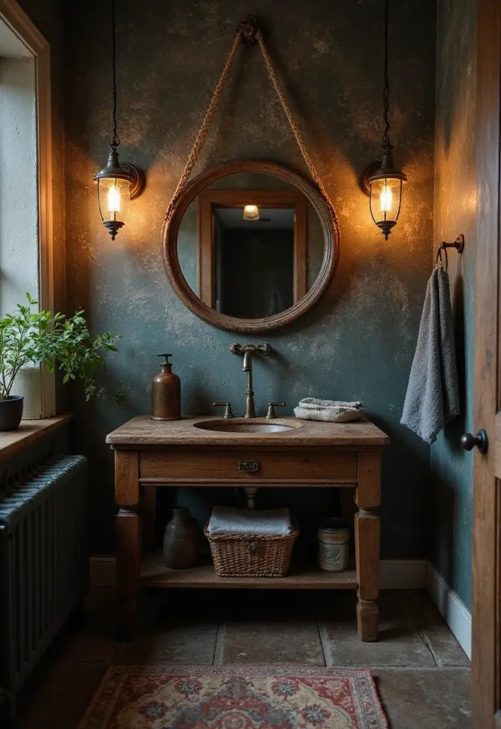 28 Dark Boho Bathroom Designs With Moody Vibes 16 28 Dark Boho Bathroom Designs With Moody Vibes - 15. Mixing Old and New Elements