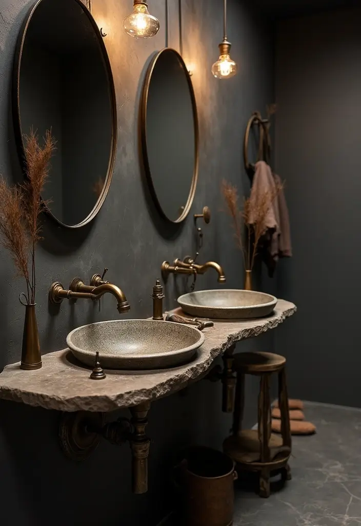 28 Dark Boho Bathroom Designs With Moody Vibes 18 28 Dark Boho Bathroom Designs With Moody Vibes - 17. Unique Plumbing Fixtures