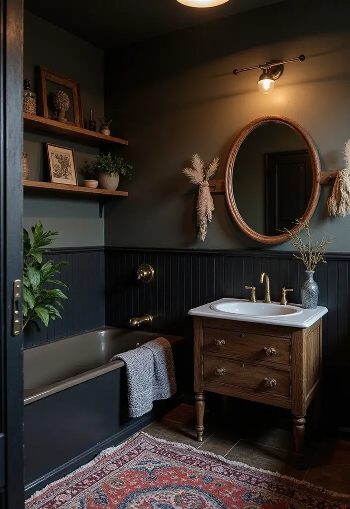 28 Dark Boho Bathroom Designs With Moody Vibes 25 28 Dark Boho Bathroom Designs With Moody Vibes - 24. Rich Dark Paint Colors