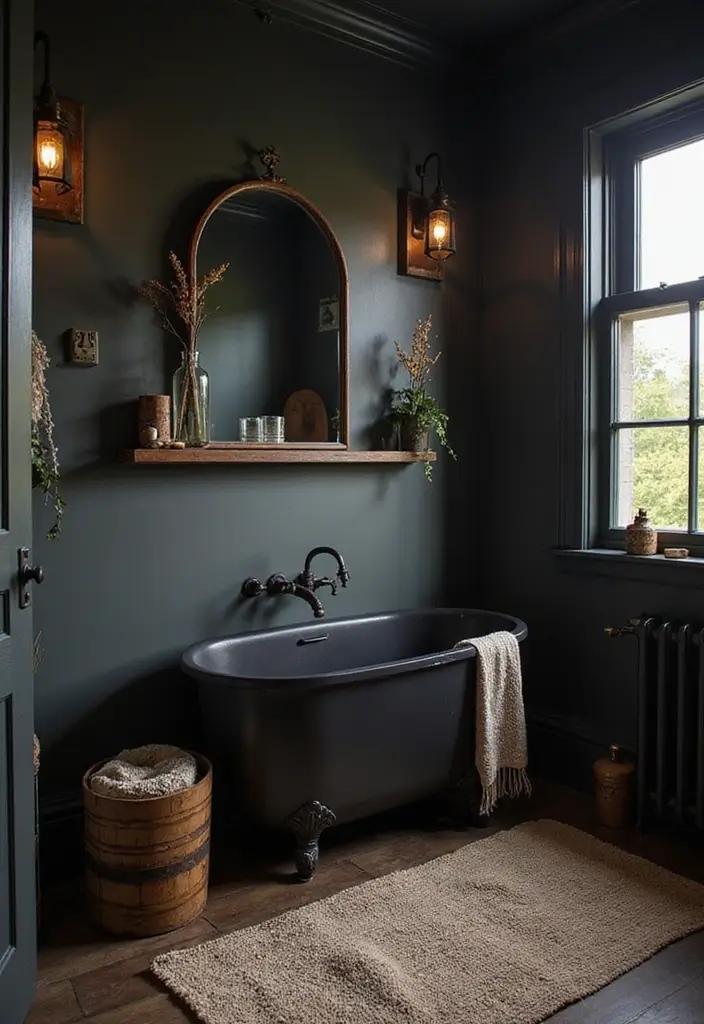 28 Dark Boho Bathroom Designs With Moody Vibes 27 28 Dark Boho Bathroom Designs With Moody Vibes - 26. Finding Balance with Negative Space