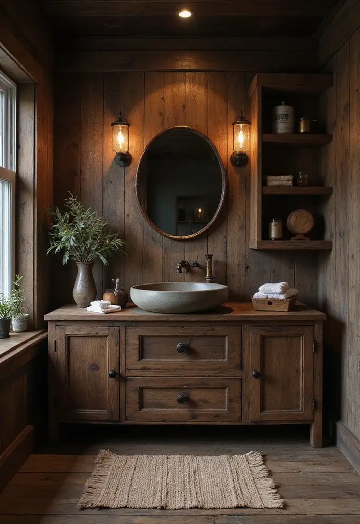 28 Dark Boho Bathroom Designs With Moody Vibes 5 28 Dark Boho Bathroom Designs With Moody Vibes - 4. Dark Wood Accents