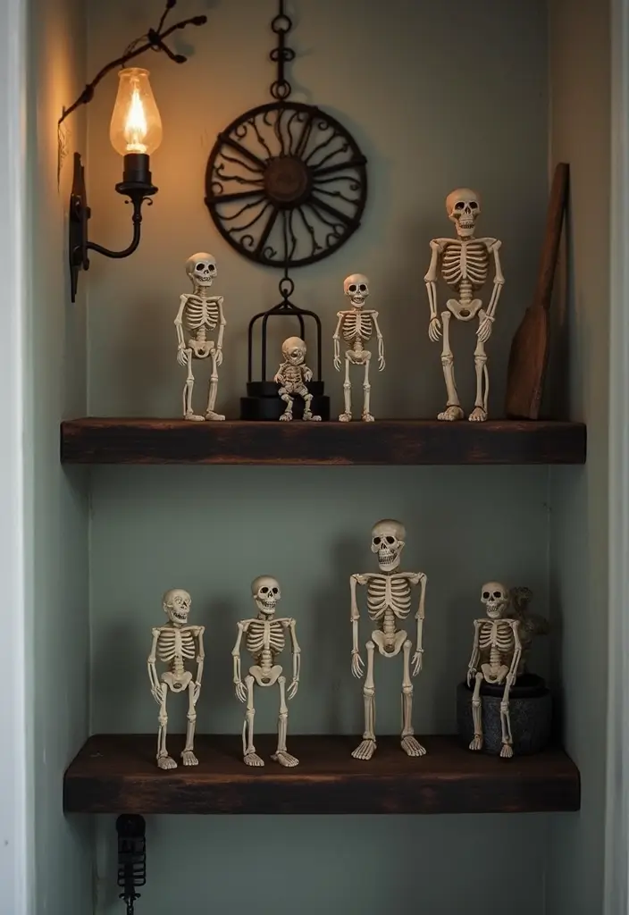 28 Halloween Bathroom Ideas That Are Spooky and Fun 20 28 Halloween Bathroom Ideas That Are Spooky and Fun - 19. Skeleton Accents