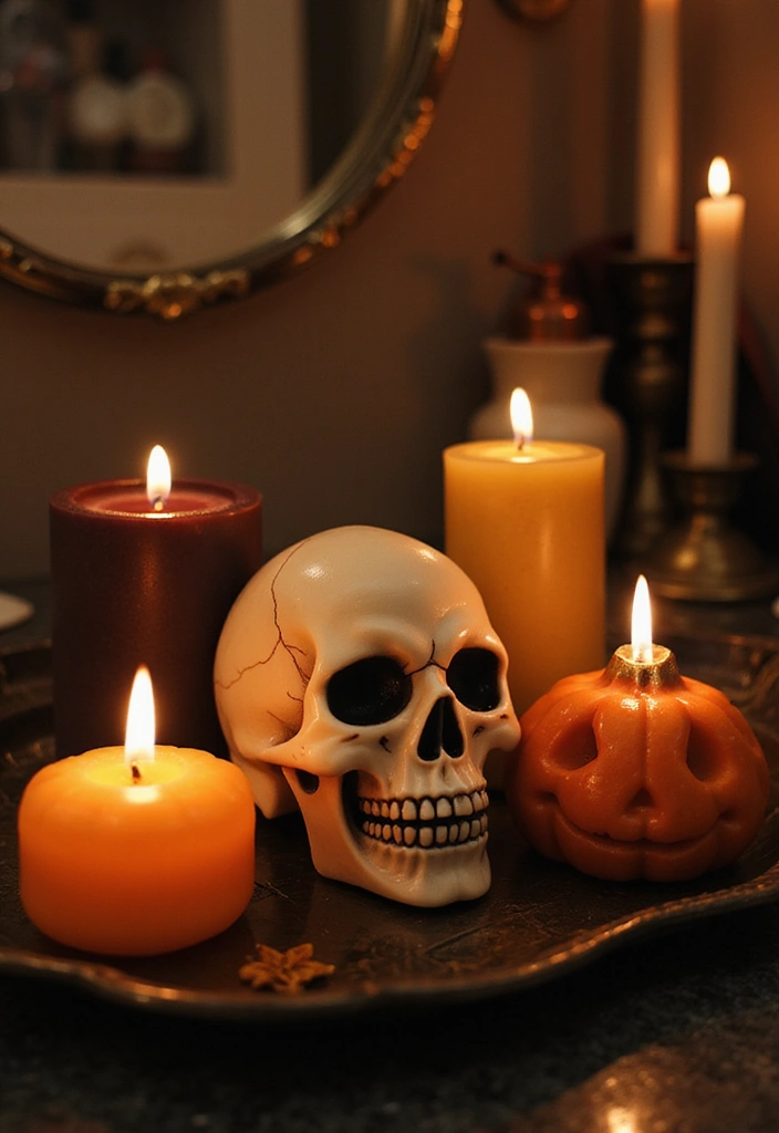 28 Halloween Bathroom Ideas That Are Spooky and Fun 3 28 Halloween Bathroom Ideas That Are Spooky and Fun - 2. Creepy Candles