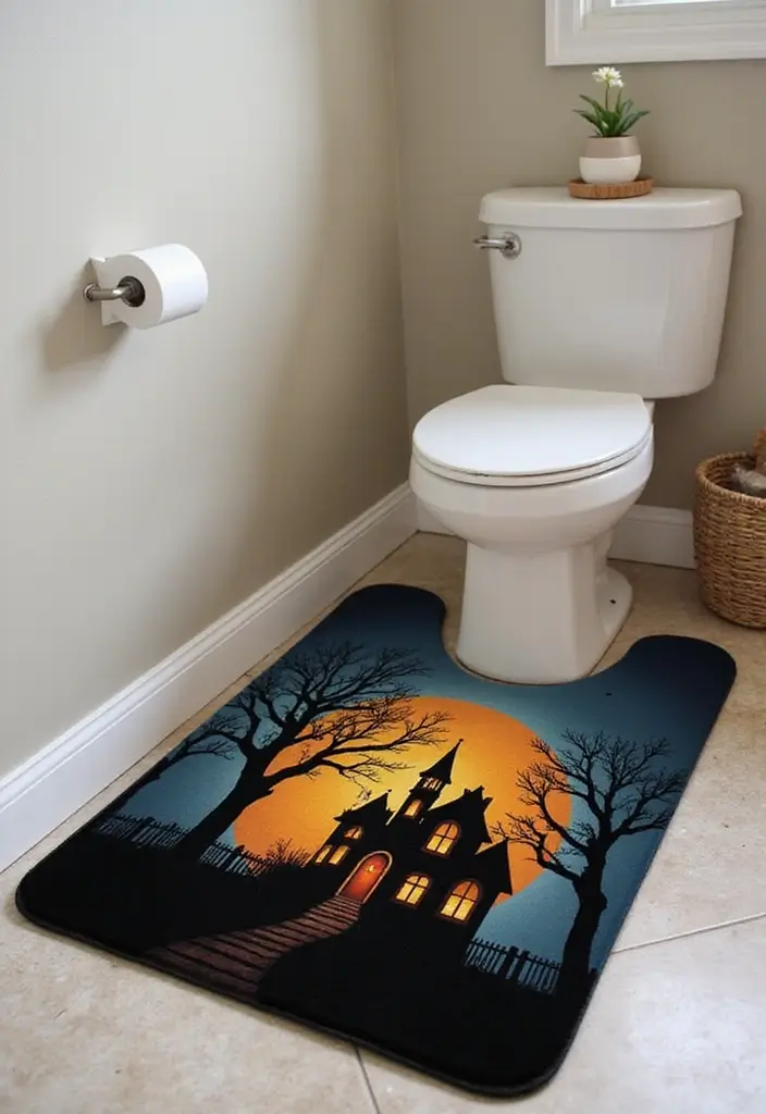 28 Halloween Bathroom Ideas That Are Spooky and Fun 22 28 Halloween Bathroom Ideas That Are Spooky and Fun - 21. Frightening Floor Décor