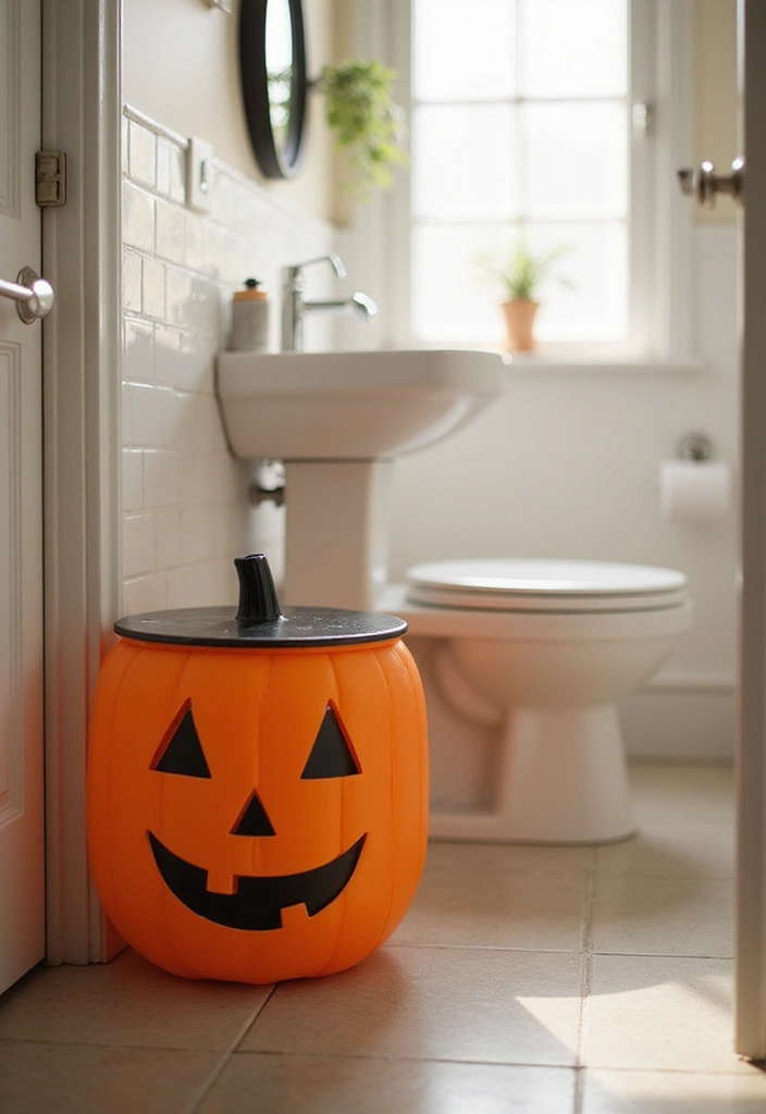 28 Halloween Bathroom Ideas That Are Spooky and Fun 25 28 Halloween Bathroom Ideas That Are Spooky and Fun - 24. Halloween-Themed Waste Baskets