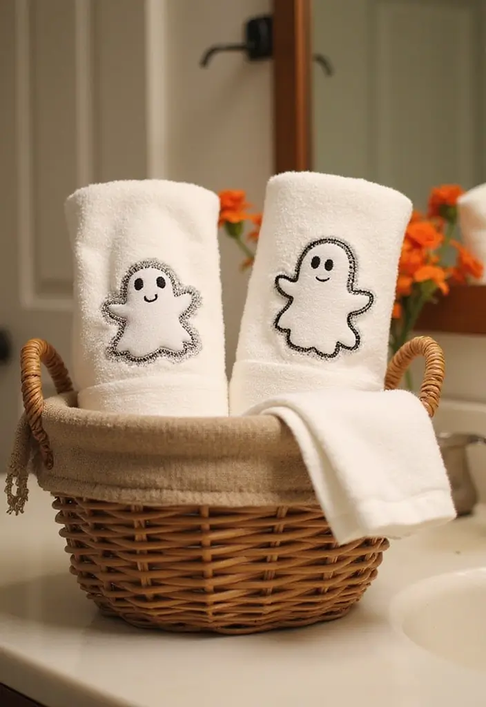 28 Halloween Bathroom Ideas That Are Spooky and Fun 4 28 Halloween Bathroom Ideas That Are Spooky and Fun - 3. Ghostly Hand Towels